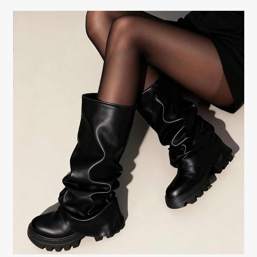 Comfort-Ready Black Slouchy Knee-High Boots